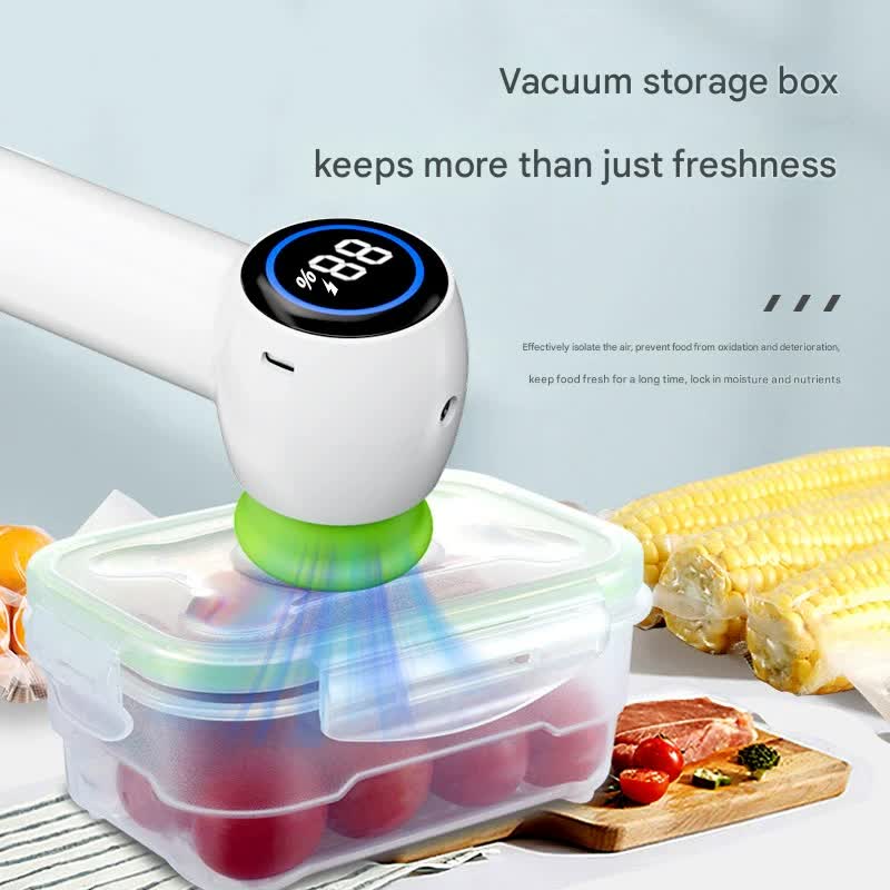 Vacuum Sealer & Inflator | Handheld with LED Display | For Food Storage, Jars, Bags & Balls | White