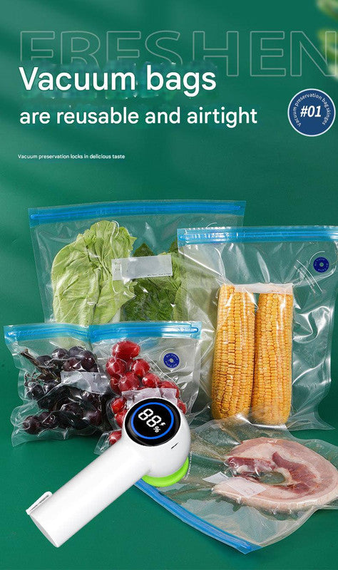 Vacuum Sealer & Inflator | Handheld with LED Display | For Food Storage, Jars, Bags & Balls | White