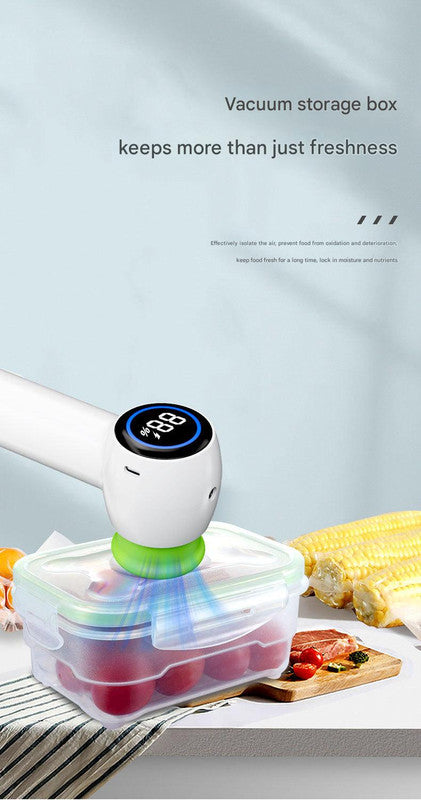 Vacuum Sealer & Inflator | Handheld with LED Display | For Food Storage, Jars, Bags & Balls | White
