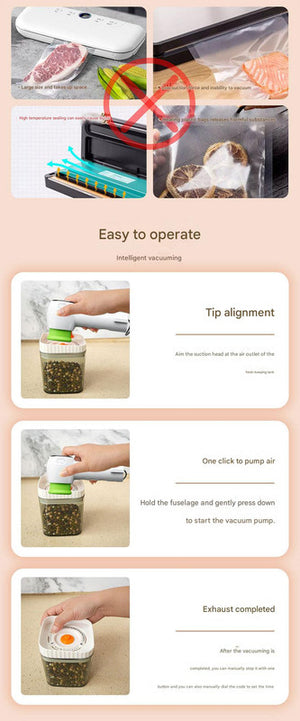 Vacuum Sealer & Inflator | Handheld with LED Display | For Food Storage, Jars, Bags & Balls | White