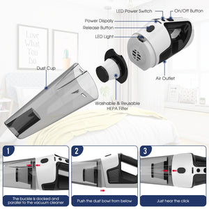 Corded Handheld Car Vacuum Cleaner | 10kPa Suction | 120W Power | LED Light | Black Finish