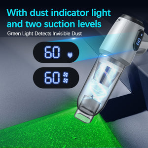 Cordless Handheld Vacuum & Air Duster 2-in-1 | 12000Pa Suction | 70,000 RPM | USB-C Rechargeable | Silver