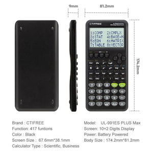 Scientific Calculator | 417 Functions | Large Natural Textbook Display | Black Finish