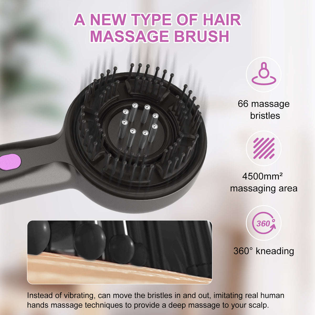 Electric Scalp Massager & Essential Oil Applicator Brush | 360° Kneading | USB-C Rechargeable | Grey