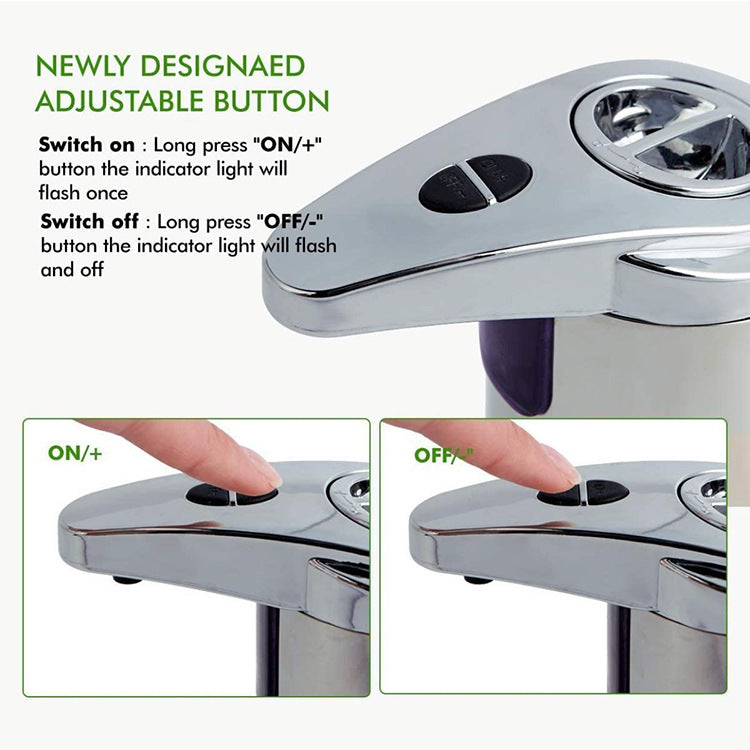 Touchless Automatic Soap Dispenser | Stainless Steel | Adjustable Volume Infrared Sensor | Kitchen & Bathroom | Silver