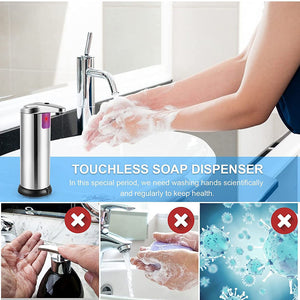 Touchless Automatic Soap Dispenser | Stainless Steel | Adjustable Volume Infrared Sensor | Kitchen & Bathroom | Silver