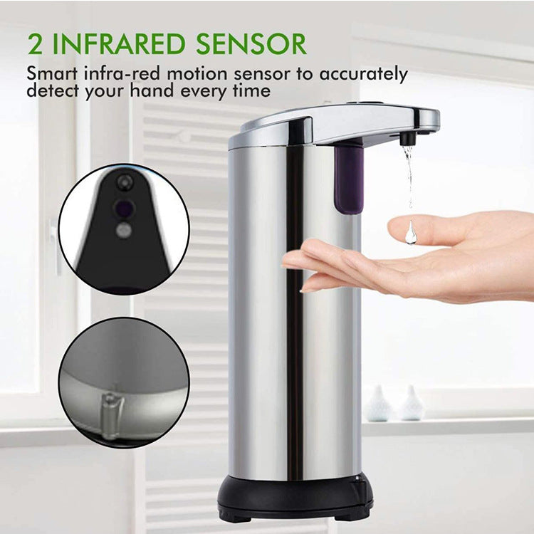 Touchless Automatic Soap Dispenser | Stainless Steel | Adjustable Volume Infrared Sensor | Kitchen & Bathroom | Silver