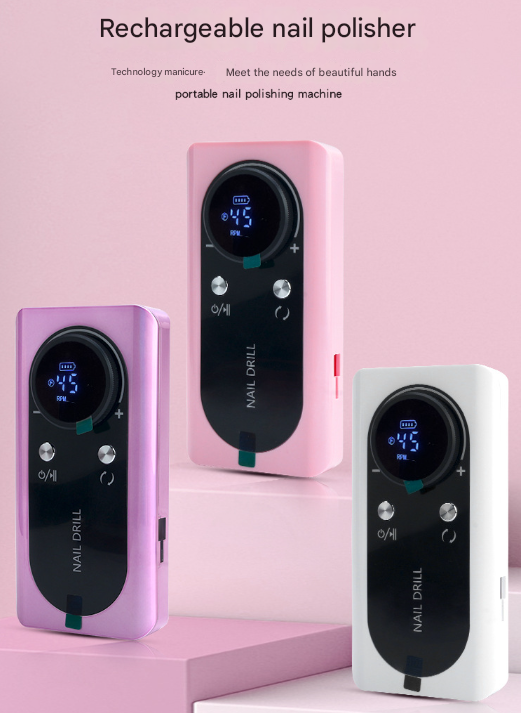 Professional Rechargeable Nail Drill Machine | 45,000RPM Portable E-File Kit | Acrylic, Gel, Manicure | White Finish