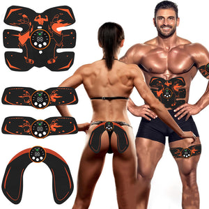 EMS Muscle Stimulator Kit | Ultimate USB Rechargeable | Abs, Arms, Glutes | Black & Orange