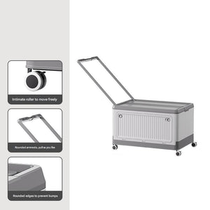 Collapsible Storage Box Size S | Grey | Folding Crate with Wheels & Telescopic Handle | Car & Home Use