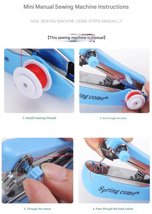 Mini Handheld Sewing Machine 2PC | Portable Manual Stitching Tool | Quick Fabric Repairs | White