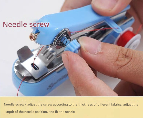 Mini Handheld Sewing Machine 2PC | Portable Manual Stitching Tool | Quick Fabric Repairs | White
