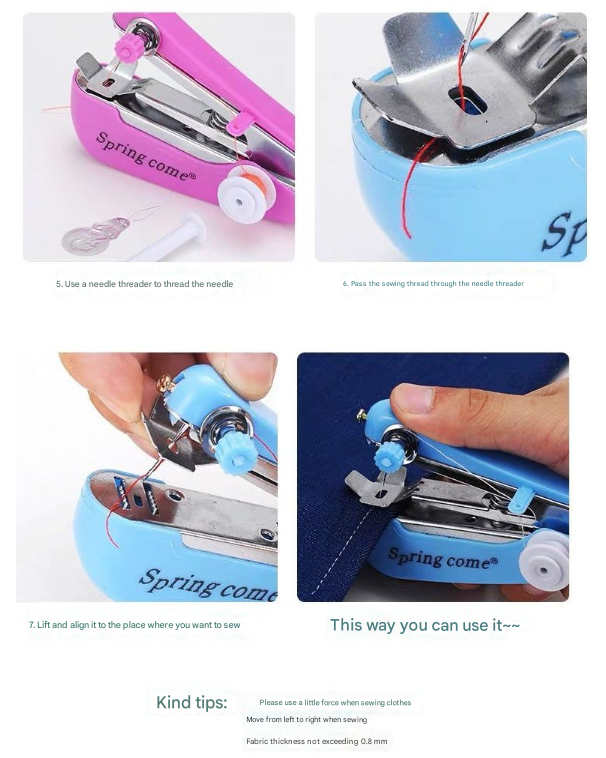 Mini Handheld Sewing Machine 2PC | Portable Manual Stitching Tool | Quick Fabric Repairs | Red