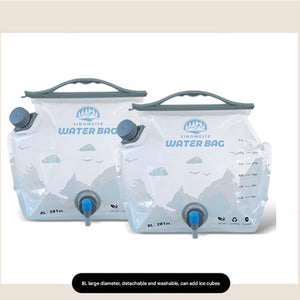 Foldable Water Bag 8L 2PC | Portable Large Capacity Carrier with Spigot | Grey | Camping & Outdoors