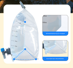 Foldable Water Bag 8L 2PC | Portable Large Capacity Carrier with Spigot | Grey | Camping & Outdoors