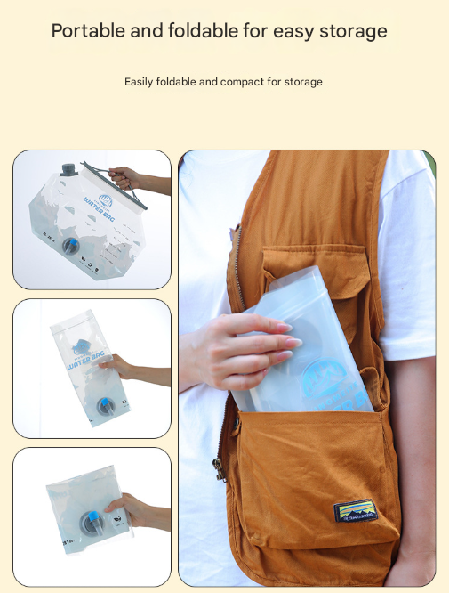 Foldable Water Bag 8L 2PC | Portable Large Capacity Carrier with Spigot | Grey | Camping & Outdoors