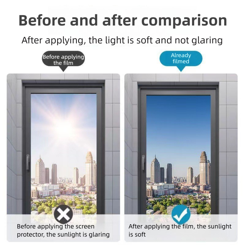 Premium 6-Layer Diamond Blue Window Film for Home/Office – Reflective One-Way Privacy, 50cm x 2m One Roll, UPF 50+ UV Block,With Full Install Tools