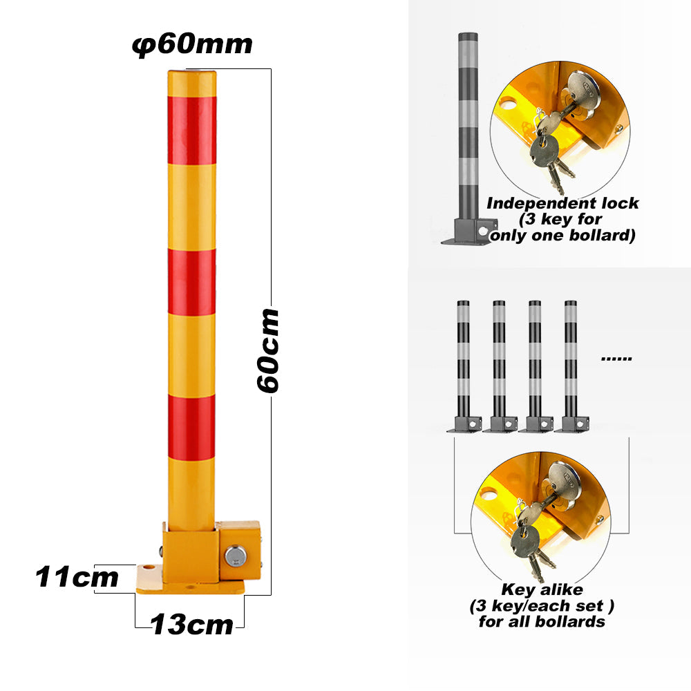 Red Parking Bollard Locker | Key Alike Lock | Fold Down Vehicle Security Barrier