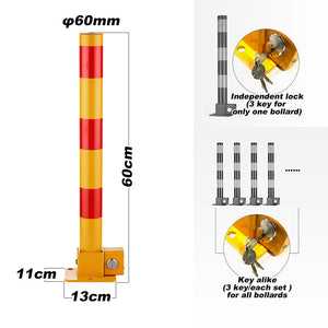 Red Parking Bollard Locker | Key Alike Lock | Fold Down Vehicle Security Barrier