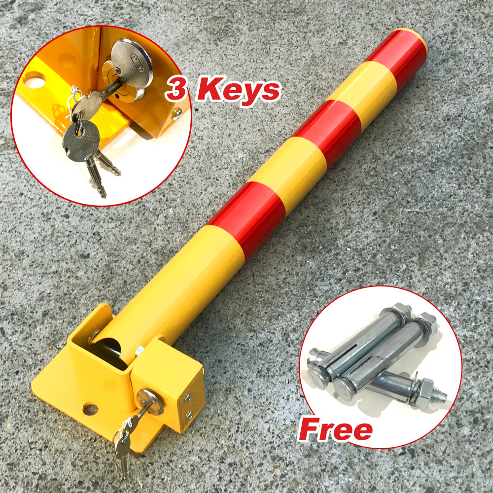 Fold Down Parking Lock | Red | Vehicle Security Barrier with Bollard Locker