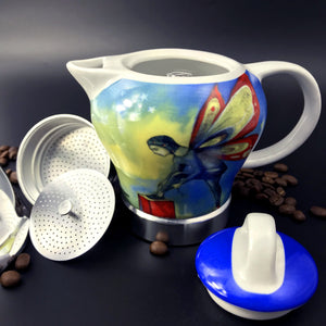 Fairy Vintage Porcelain Ceramic Italian Stove Top Espresso Coffee Maker | 3-4 Cups | 200ml