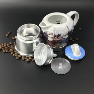 Afternoon Tea Vintage Porcelain Ceramic Italian Stove Top Espresso Coffee Maker | 3-4 Cups | 200ml