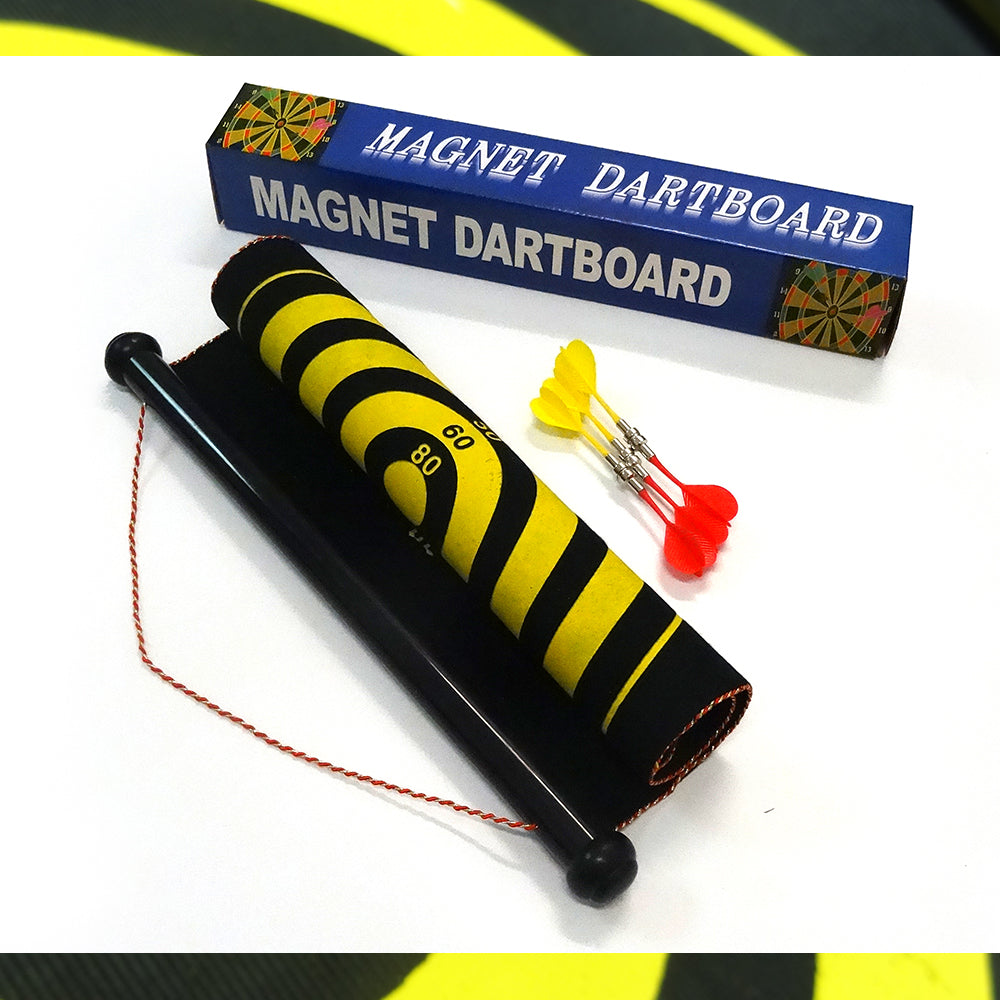 17" Magnetic Roll-Up Dart Board with 6 Darts | Double-Sided Game