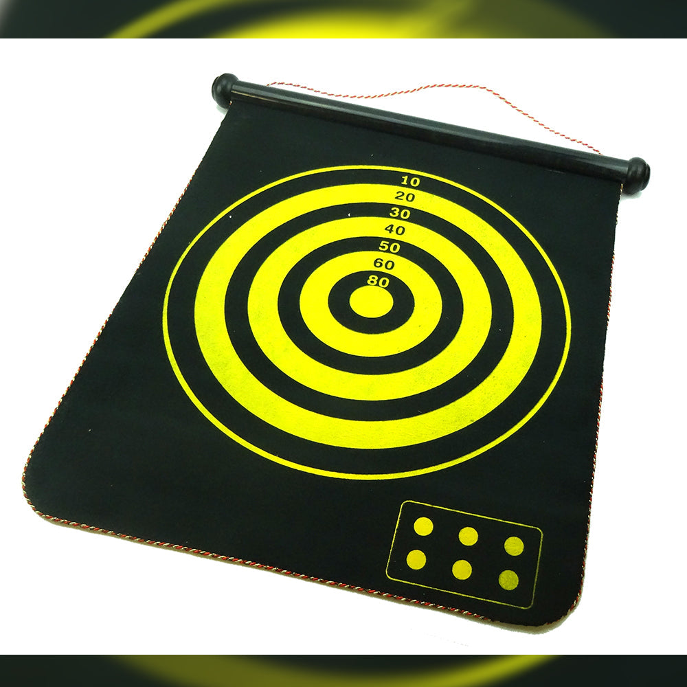 17" Magnetic Roll-Up Dart Board with 6 Darts | Double-Sided Game