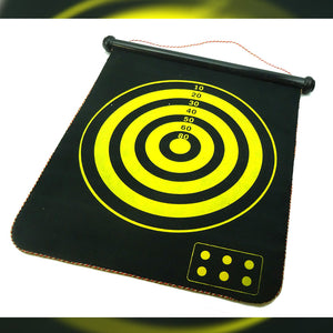 17" Magnetic Roll-Up Dart Board with 6 Darts | Double-Sided Game