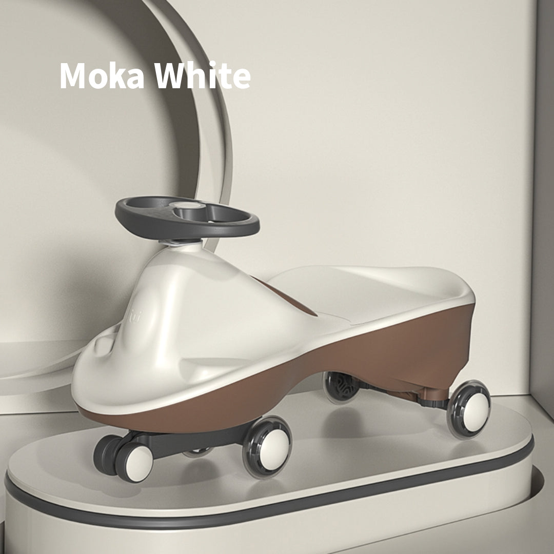 Moka White-Glide Walker Swing Car | Twist Car Ride On Toy | Italian Designer for Children | Outdoor