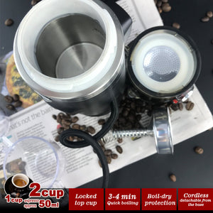 12V Car Espresso Moka Coffee Maker Set | Espresso in Car | 2 Cups Included