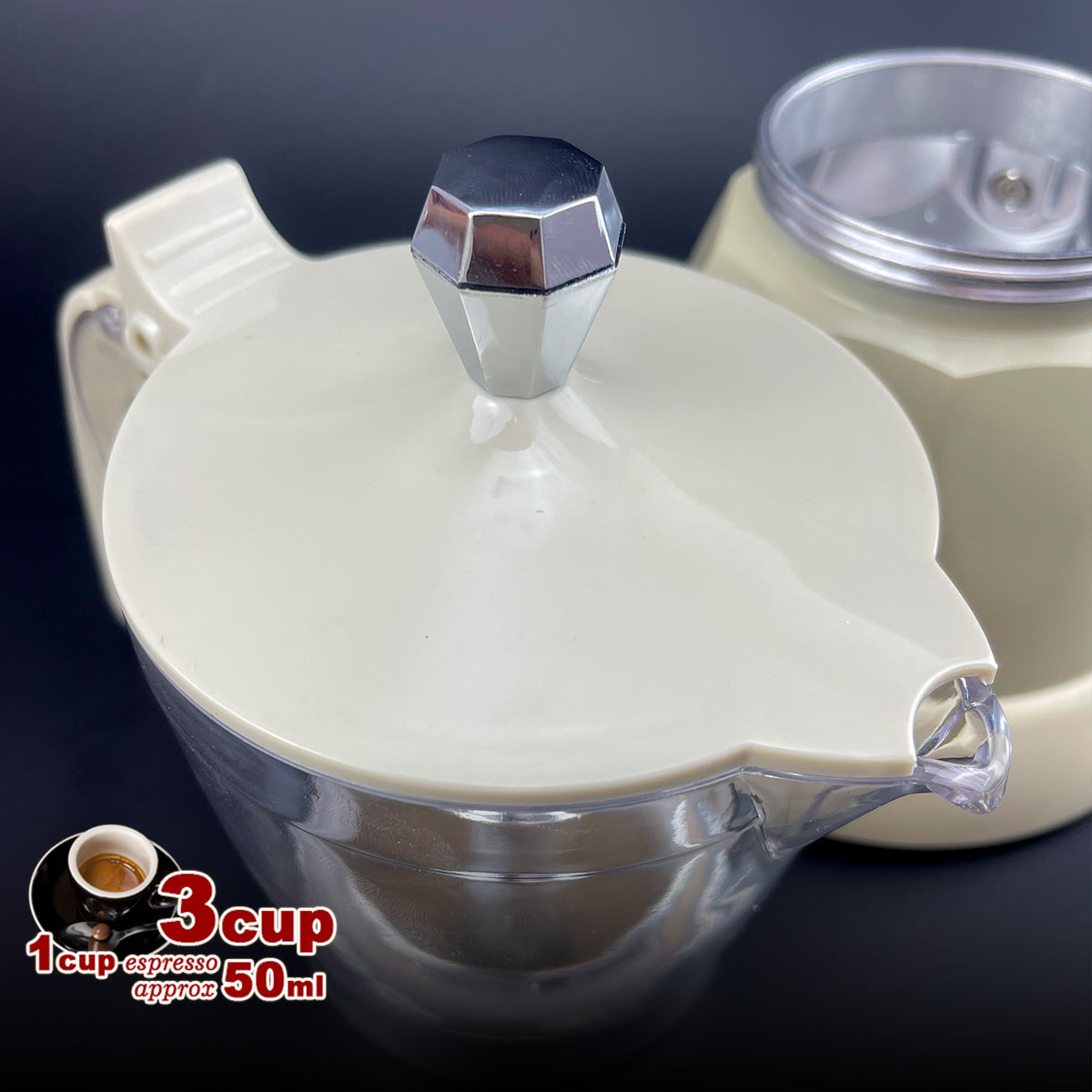 Latest Styles Electric Aluminum Espresso Moka Coffee Maker | 3 Cups | Italian Classic | Cream Finish