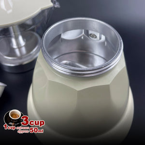 Latest Styles Electric Aluminum Espresso Moka Coffee Maker | 3 Cups | Italian Classic | Cream Finish