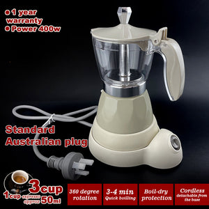 Latest Styles Electric Aluminum Espresso Moka Coffee Maker | 3 Cups | Italian Classic | Cream Finish