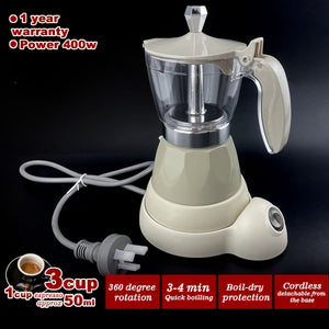 Latest Styles Electric Aluminum Espresso Moka Coffee Maker | 3 Cups | Italian Classic | Cream Finish