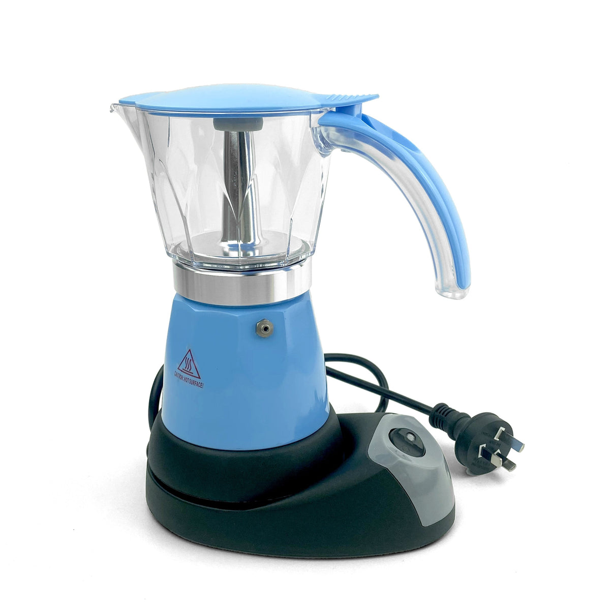 Blue Electric Moka Coffee Maker | Espresso Machine | 6 Cups | Auto Power | Italian Classic