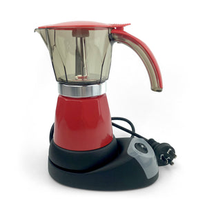 Red Electric Moka Coffee Maker | Espresso Machine | 6 Cups | Auto Power | Italian Classic