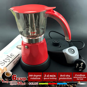 Red Electric Moka Coffee Maker | Espresso Machine | 6 Cups | Auto Power | Italian Classic