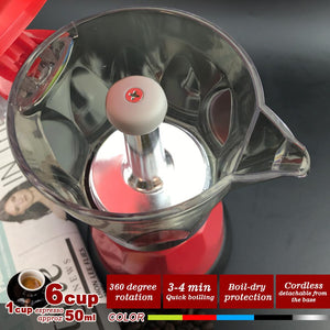 Red Electric Moka Coffee Maker | Espresso Machine | 6 Cups | Auto Power | Italian Classic
