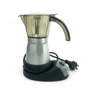Silver Electric Moka Coffee Maker | Espresso Machine | 6 Cups | Auto Power | Italian Classic