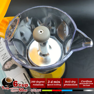 Yellow Electric Moka Coffee Maker | Espresso Machine | 6 Cups | Auto Power | Italian Classic