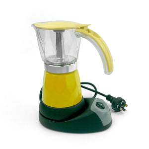 Yellow Electric Moka Coffee Maker | Espresso Machine | 6 Cups | Auto Power | Italian Classic