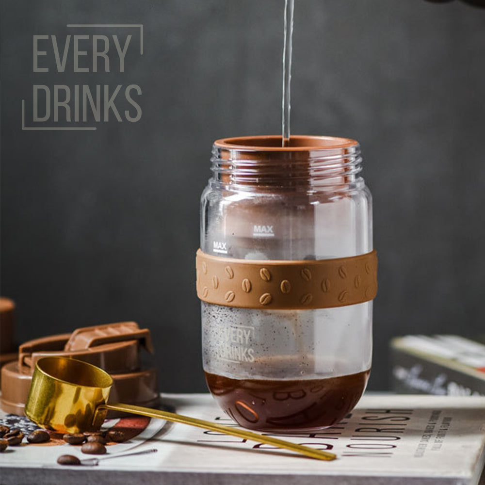 Brown All-in-1 Anywhere Portable Drip Pour Over Coffee Maker + Electric Grinder + Juice Blender | Freshly Ground Coffee