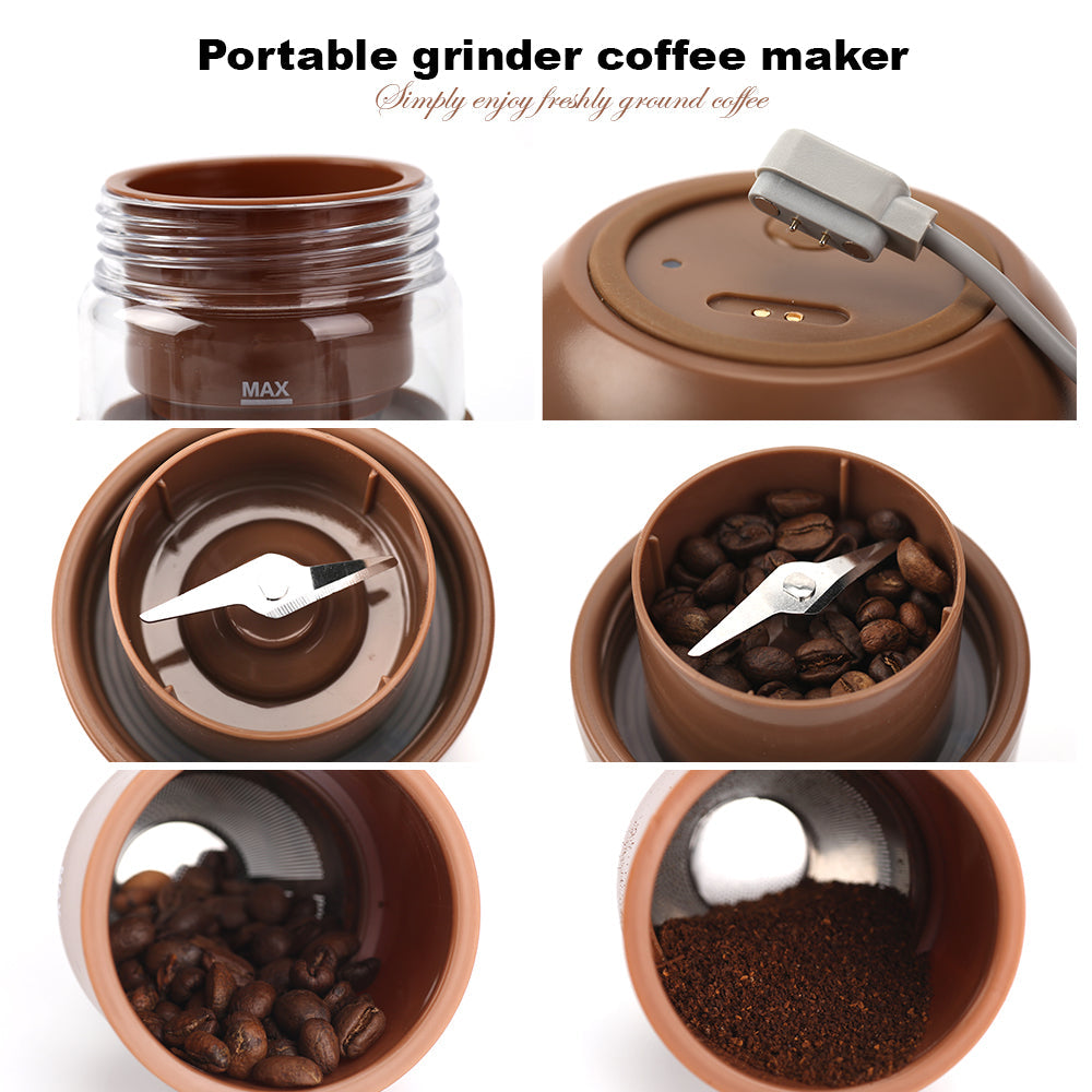 Brown All-in-1 Anywhere Portable Drip Pour Over Coffee Maker + Electric Grinder + Juice Blender | Freshly Ground Coffee