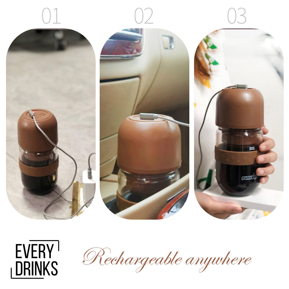 Brown All-in-1 Anywhere Portable Drip Pour Over Coffee Maker + Electric Grinder + Juice Blender | Freshly Ground Coffee