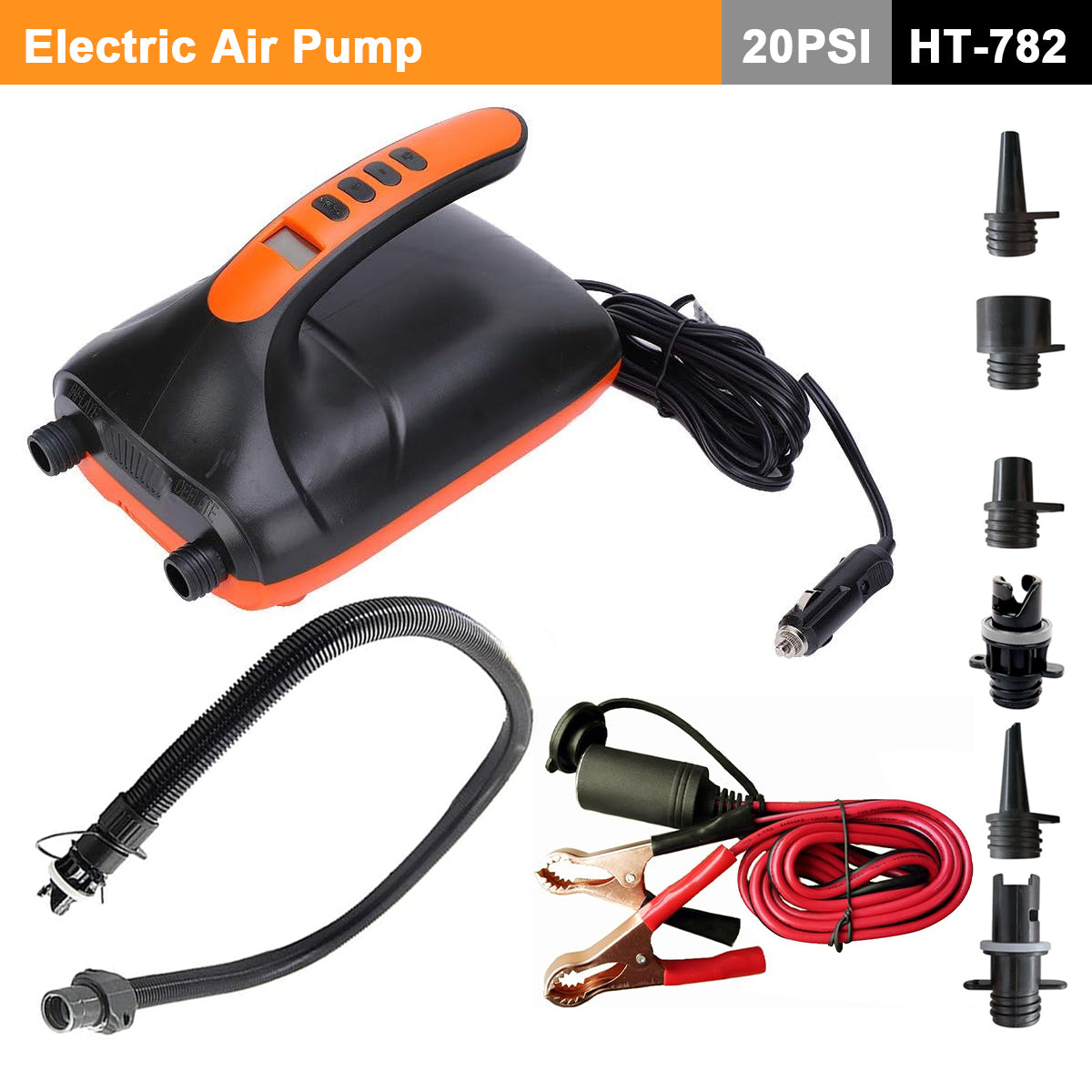 Electric 20PSI HT-782 High-Pressure SUP Electric Air Pump | 12V DC | Paddle Board