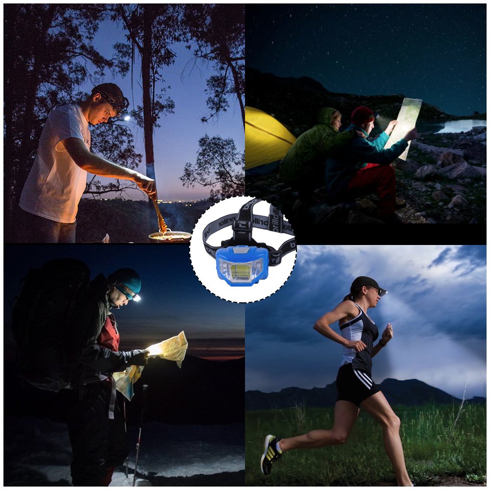 5 Mode Headlamp with COB LED Technology | Blue/Black | Black