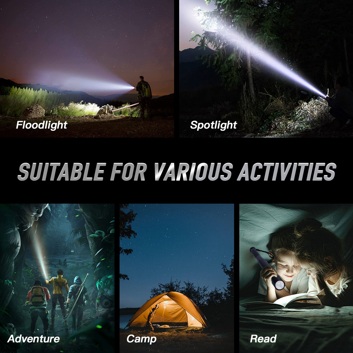 Brillar Aluminium Long Torch | Black