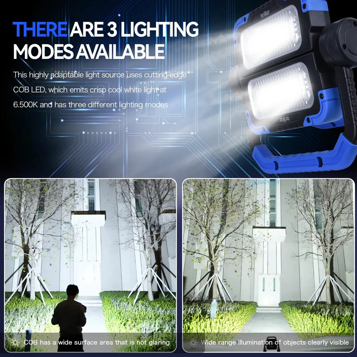 Brillar 600 Lumen 360° Rotating COB LED Work Lamp | Versatile Outdoor & Emergency Light