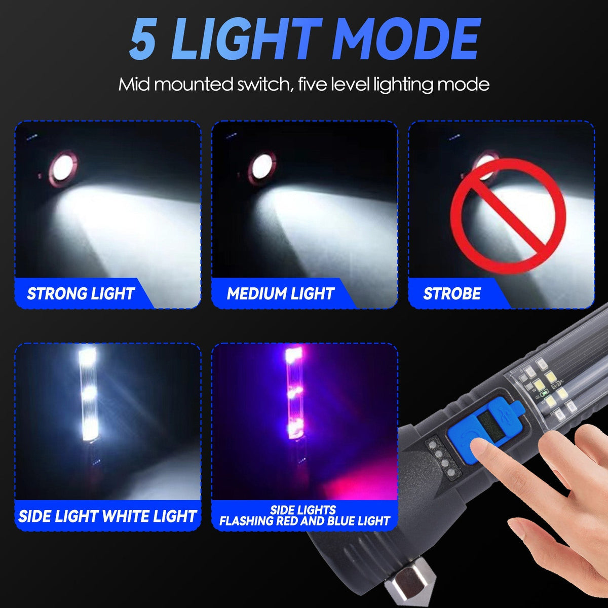 Brillar 150 Lumen Solar Power USB Rechargeable Multifunction Trekking Torch